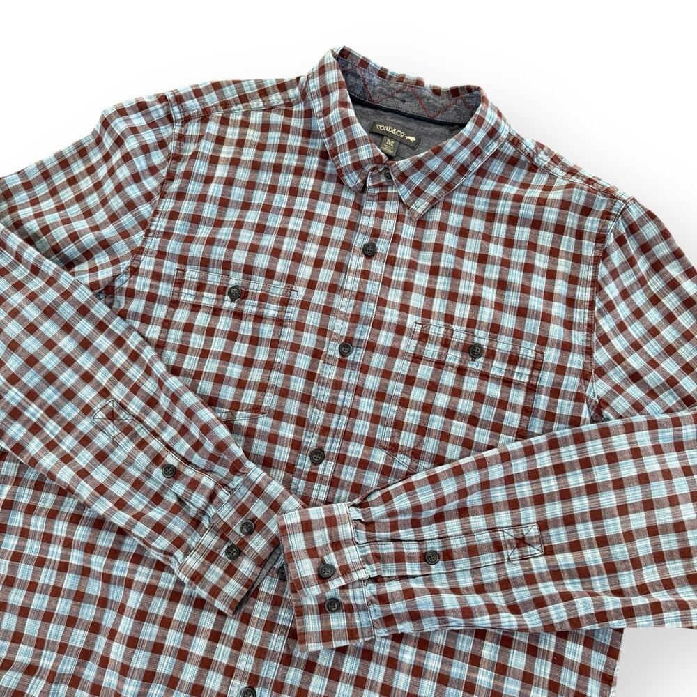 Toad & Co Smythy Plaid Shirt Mens M Brown Organic Cotton Gorpcore Hiking Earthy